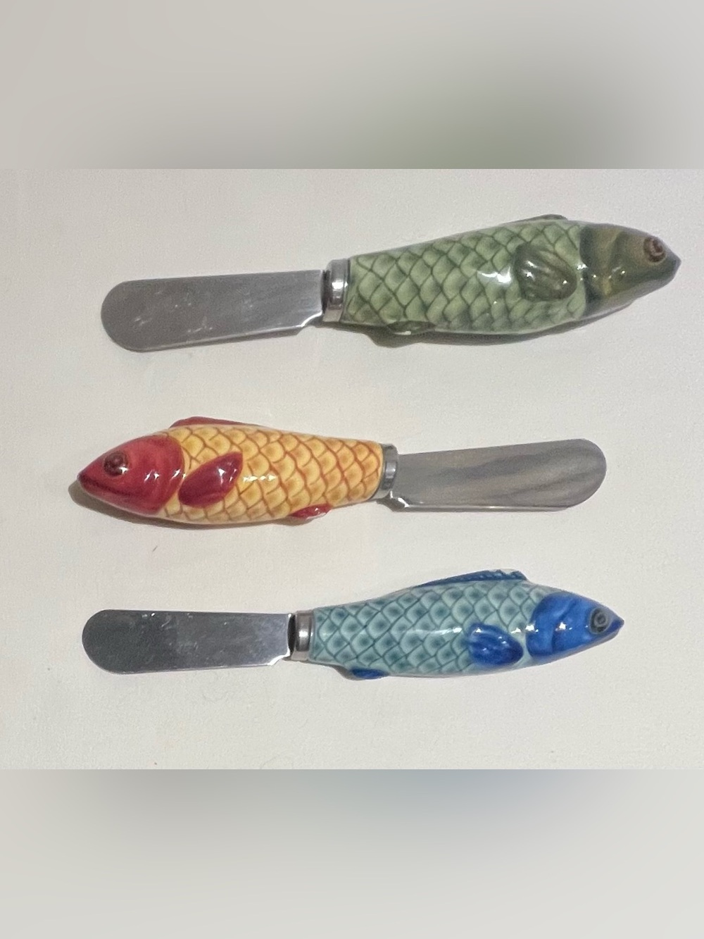 Ceramic Fish Butter Cheese Spreader Knives - Set of 3